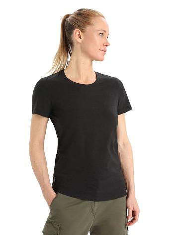 Black Icebreaker Merino Central Classic Short Sleeve Women's T Shirts | AU 1565AHKP